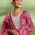 womens pink printed anarkali kurta with churidar & dupatta