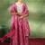 womens pink printed anarkali kurta with churidar & dupatta
