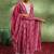 womens pink printed anarkali kurta with churidar & dupatta