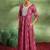 womens pink printed anarkali kurta with churidar & dupatta