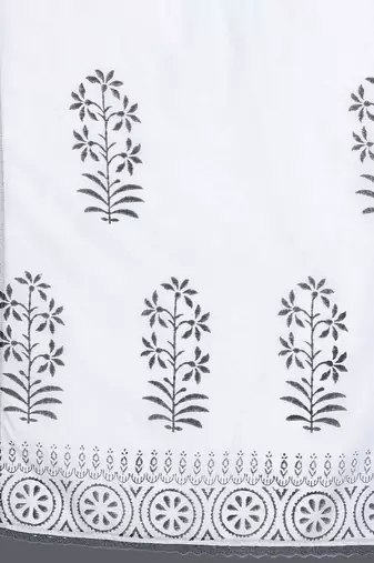 floral printed mandarin collar straight kurta with trousers & dupatta