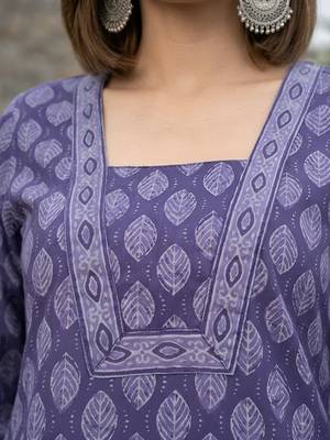 Purple  pure cotton printed tunic for women 3