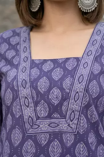 Purple  pure cotton printed tunic for women