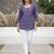 Purple  pure cotton printed tunic for women