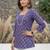 Purple  pure cotton printed tunic for women
