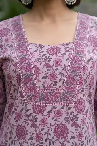 Lavender  pure cotton printed tunic for women