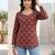 Maroon  pure cotton printed tunic for women