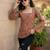Brown  pure cotton printed tunic for women
