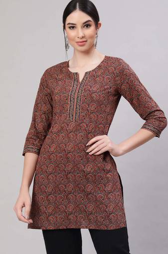 Multi  pure cotton printed tunic for women
