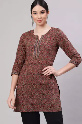 Multi  pure cotton printed tunic for women