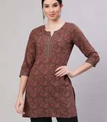 Multi  pure cotton printed tunic for women