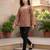 Brown  pure cotton printed tunic for women