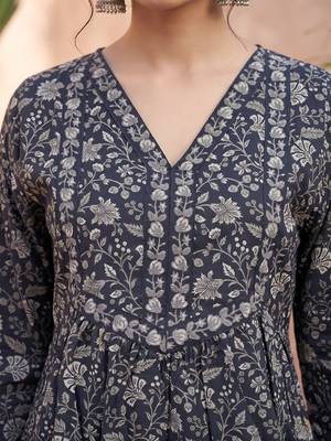 Black  pure cotton printed tunic for women 2