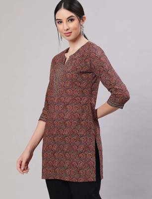 Multi  pure cotton printed tunic for women 3