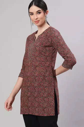 Multi  pure cotton printed tunic for women