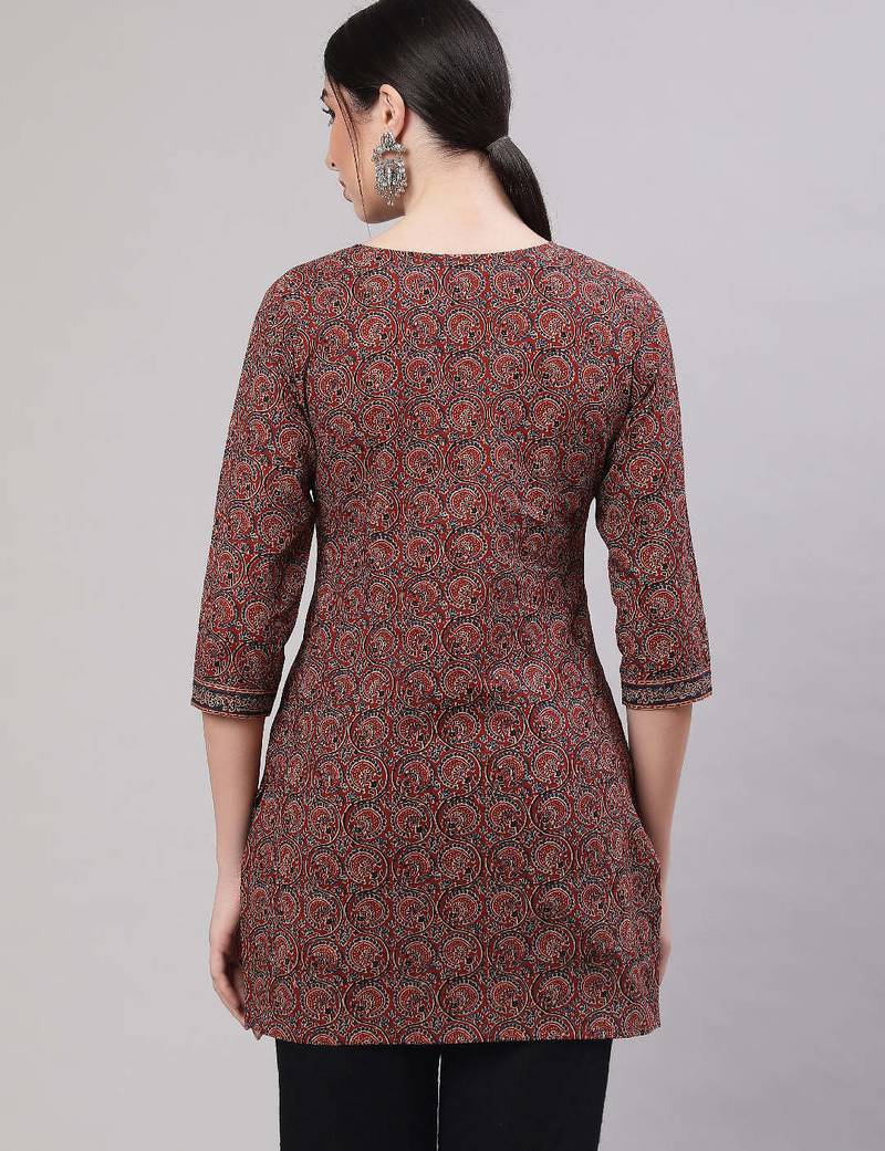 Multi  pure cotton printed tunic for women