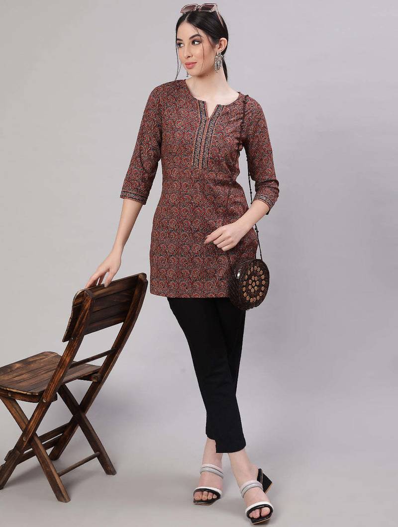 Multi  pure cotton printed tunic for women