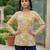 Yellow  pure cotton printed tunic for women