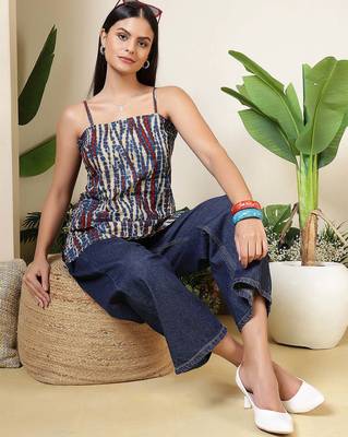 Multi  pure cotton printed tunic for women 5