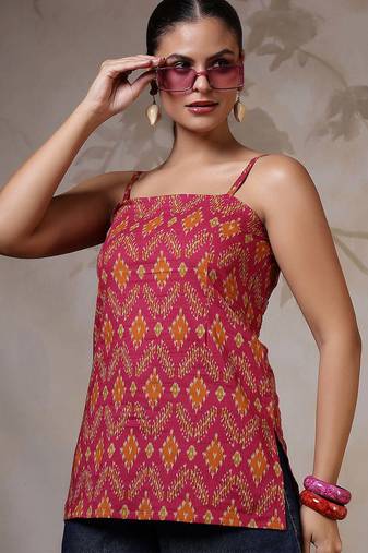 Multi  pure cotton printed tunic for women