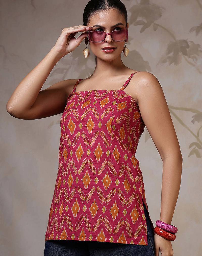 Multi  pure cotton printed tunic for women