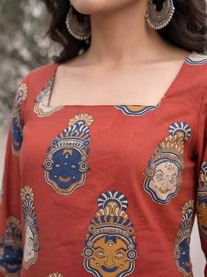 Maroon  pure cotton printed tunic for women 2