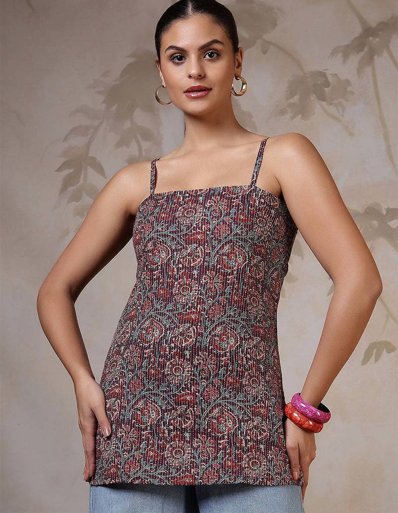 Multi  pure cotton printed tunic for women