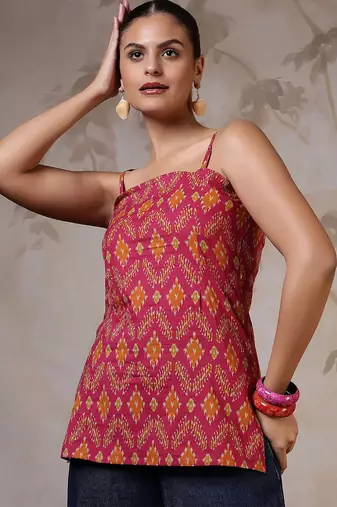 Multi  pure cotton printed tunic for women