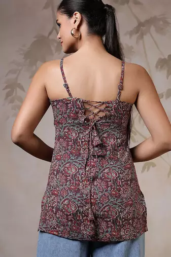 Multi  pure cotton printed tunic for women