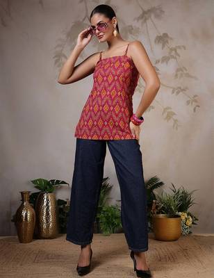 Multi  pure cotton printed tunic for women 5