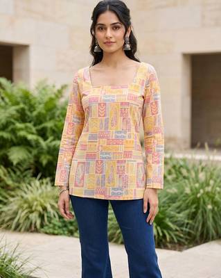 Multi  pure cotton printed tunic for women 1