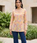 Multi  pure cotton printed tunic for women