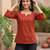 Red  pure cotton printed tunic for women