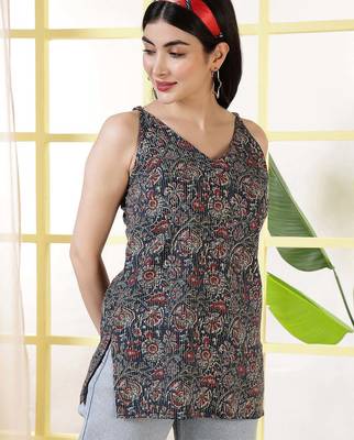 Multi  pure cotton printed tunic for women 4