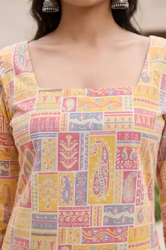 Multi  pure cotton printed tunic for women