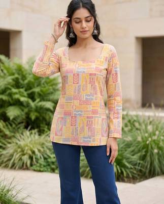 Multi  pure cotton printed tunic for women 3