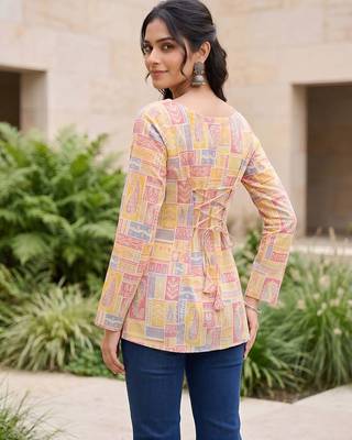 Multi  pure cotton printed tunic for women 4