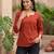 Red  pure cotton printed tunic for women