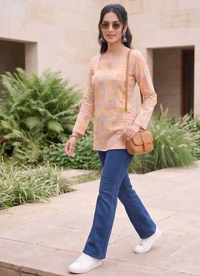 Multi  pure cotton printed tunic for women 5