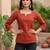 Red  pure cotton printed tunic for women