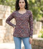 Multi  pure cotton printed tunic for women