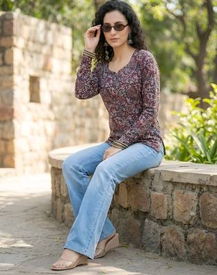 Multi  pure cotton printed tunic for women 2