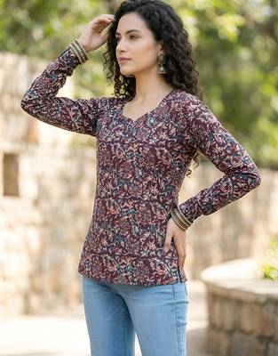 Multi  pure cotton printed tunic for women 4