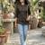 Black  pure cotton printed tunic for women