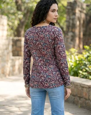 Multi  pure cotton printed tunic for women 5