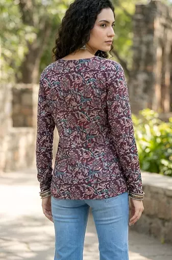 Multi  pure cotton printed tunic for women