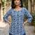 Blue  pure cotton printed tunic for women