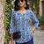 Blue  pure cotton printed tunic for women