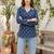 Blue  pure cotton printed tunic for women
