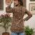 Brown  pure cotton printed tunic for women